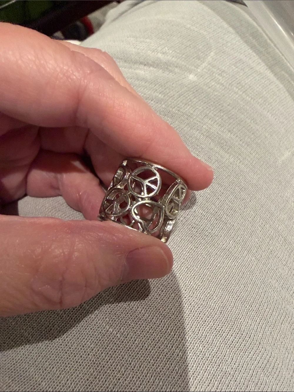 Wide Peace Sign Ring
